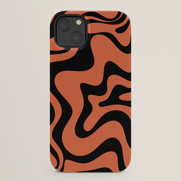 Retro Liquid Swirl Abstract Pattern in Black and Orange iPhone Case Gallery Image 30