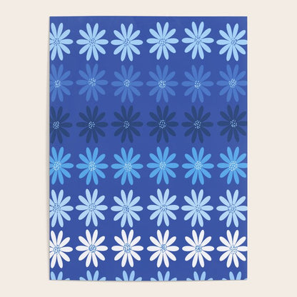 Ombre Abstract Daisies on Cobalt Blue Poster Gallery Image 3