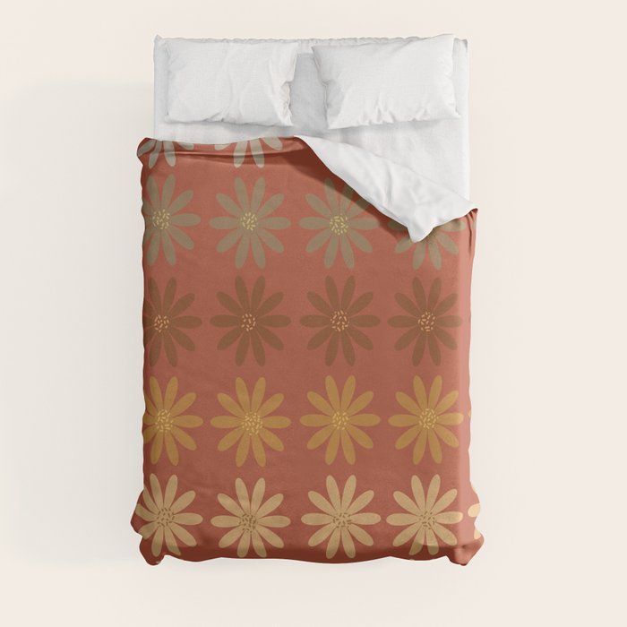Ombre Abstract Daisies on Mandarin Orange Duvet Cover Gallery Image 8