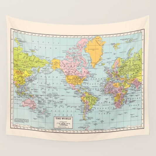 World Map Wall Tapestry Gallery Image 1