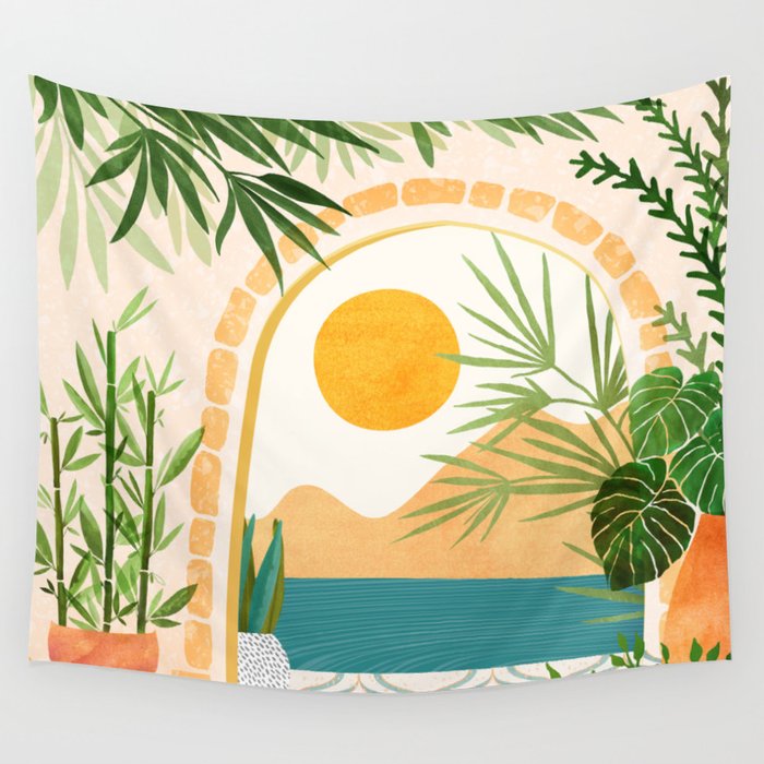 Villa View Tropical Landscape / Villa Series Wall Tapestry Gallery Image 4