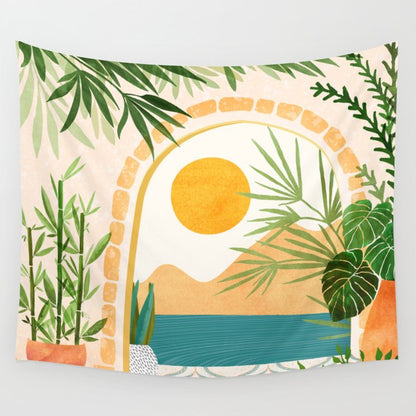 Villa View Tropical Landscape / Villa Series Wall Tapestry Gallery Image 4