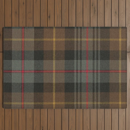 Vintage Brown Gray Tartan Plaid Pattern Outdoor Rug Gallery Image 2