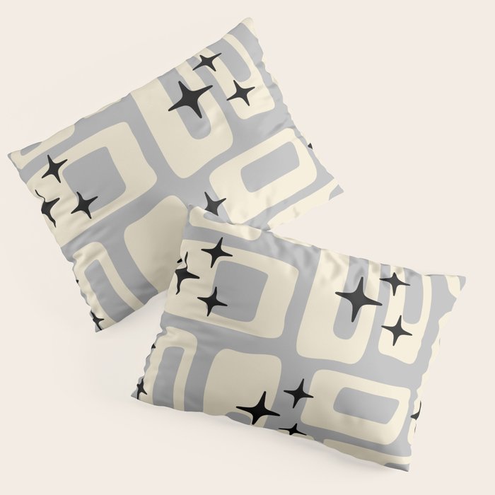 Retro Mid Century Modern Abstract Pattern 576 Gray Black Pillow Sham Gallery Image 1