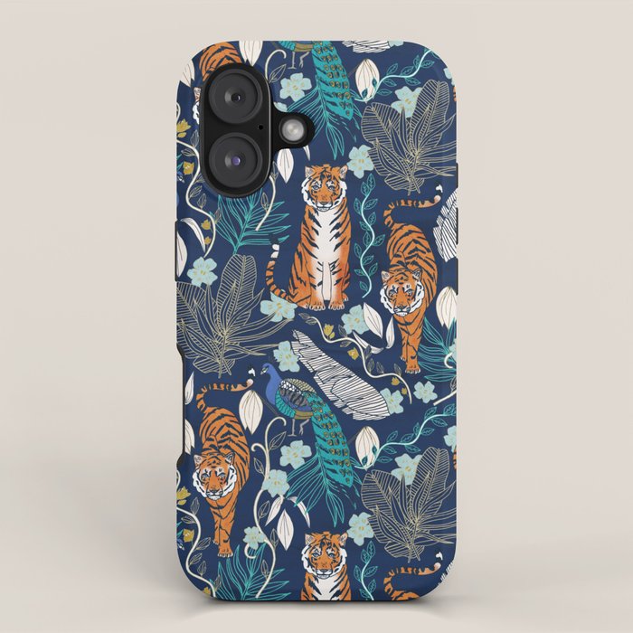 Tiger Toile on Navy iPhone Case Gallery Image 1