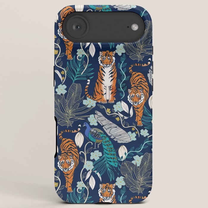 Tiger Toile on Navy iPhone Case Gallery Image 6