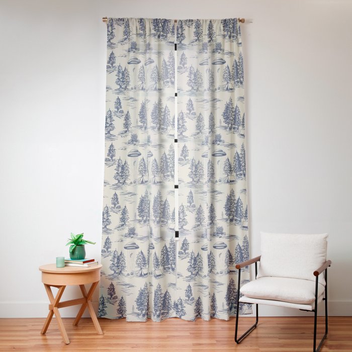 Alien Abduction Toile De Jouy Pattern in Blue Window Curtain Gallery Image 16
