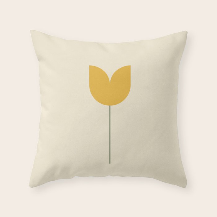 Vintage Tulip Minimalism - Yellow Throw Pillow Gallery Image 3