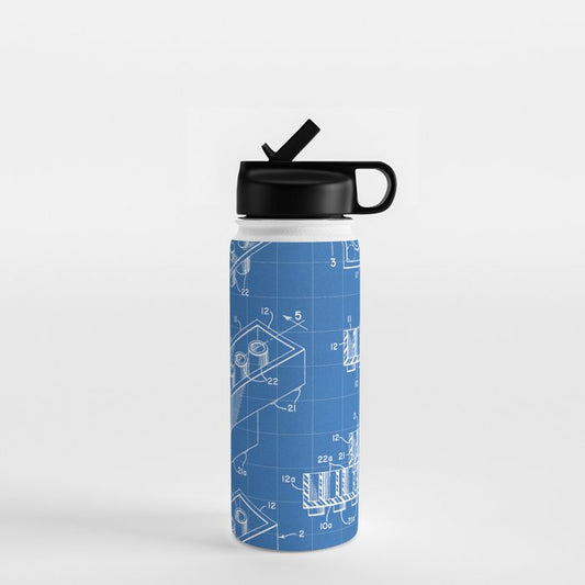 Legos Patent - Legos Brick Art - Blueprint Water Bottle Gallery Image 1