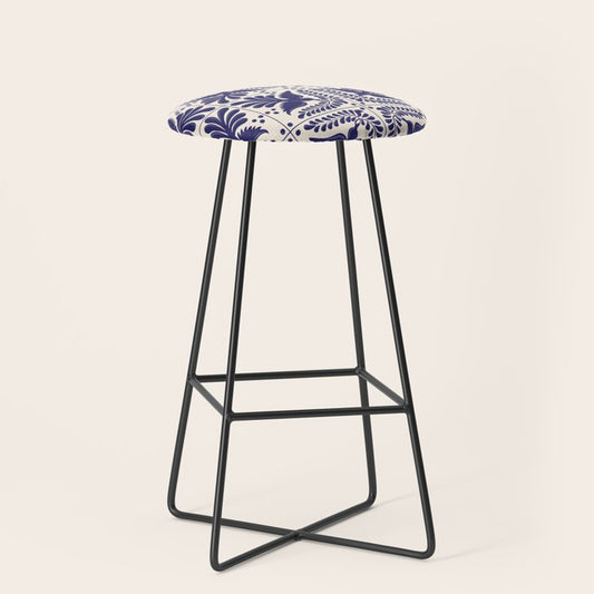Mexican Talavera With Blue Birds Pattern by Akbaly Stool Gallery Image 1