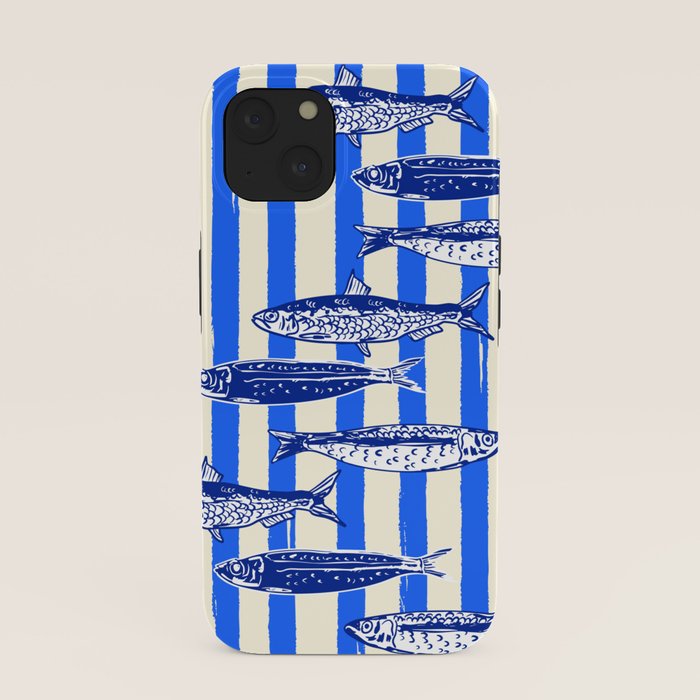 Swimming Sardines - Blue Striped Coastal Art iPhone Case Gallery Image 37