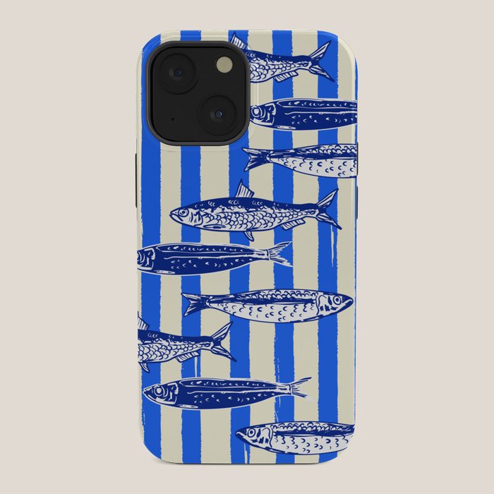 Swimming Sardines - Blue Striped Coastal Art iPhone Case Gallery Image 34