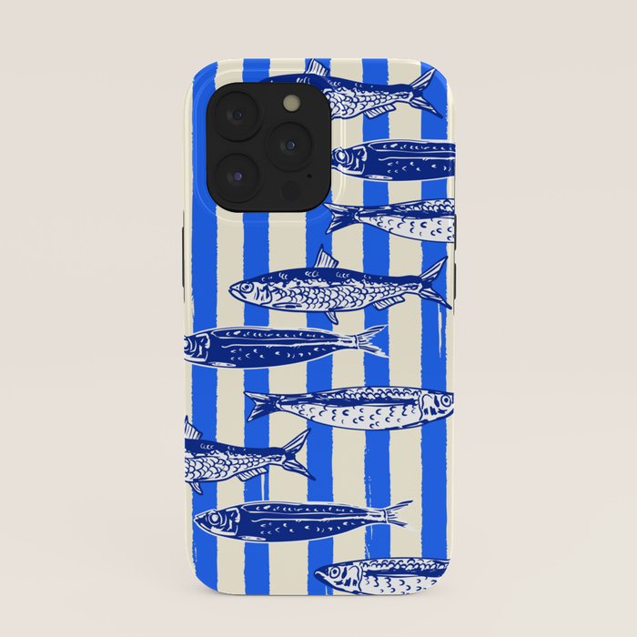 Swimming Sardines - Blue Striped Coastal Art iPhone Case Gallery Image 39