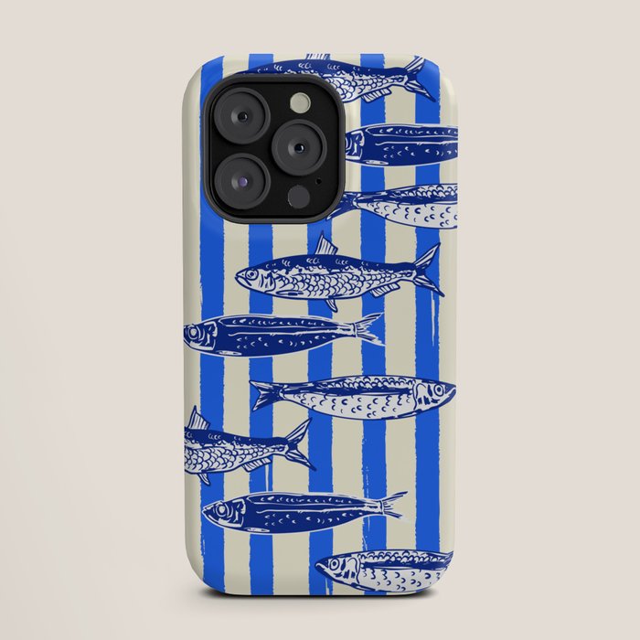 Swimming Sardines - Blue Striped Coastal Art iPhone Case Gallery Image 19