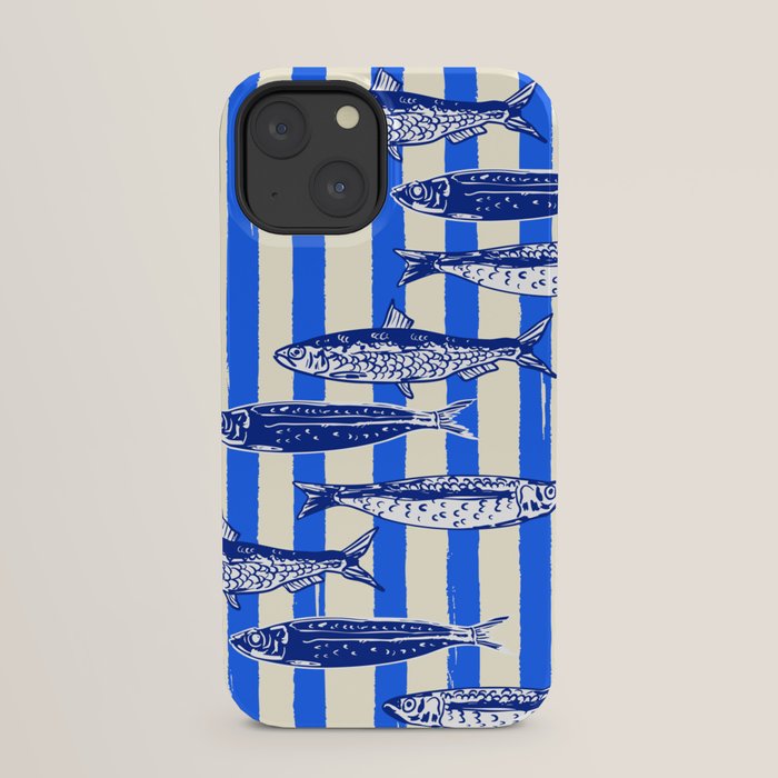 Swimming Sardines - Blue Striped Coastal Art iPhone Case Gallery Image 21
