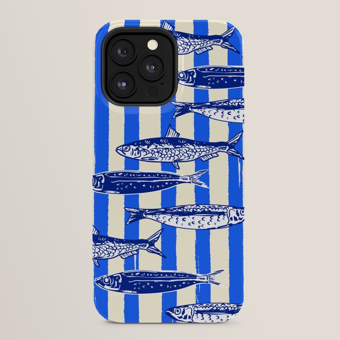 Swimming Sardines - Blue Striped Coastal Art iPhone Case Gallery Image 24