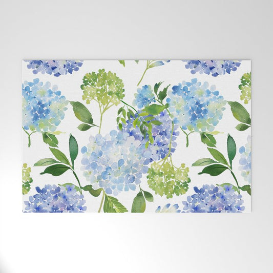Blue Hydrangea Flowers Welcome Mat Gallery Image 1