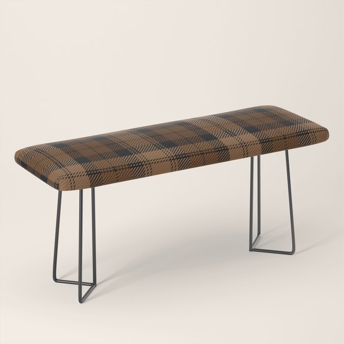 Black Brown Tartan Plaid Scottish Pattern Bench Gallery Image 1