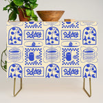 Blue summer vacation patchwork art pattern Credenza Gallery Image 1