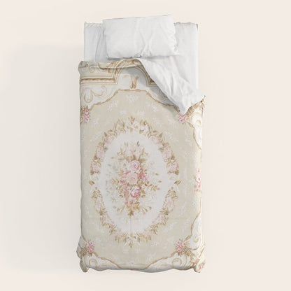 Antique French 19th Century Aubusson Rose Floral Duvet Cover Gallery Image 10