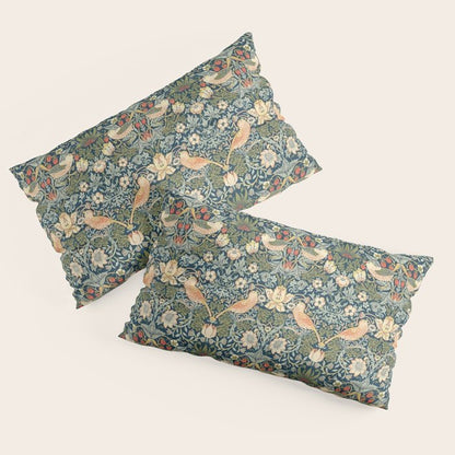 William Morris Vintage Strawberry Thief Green Indigo Thyme Pillow Sham Gallery Image 4