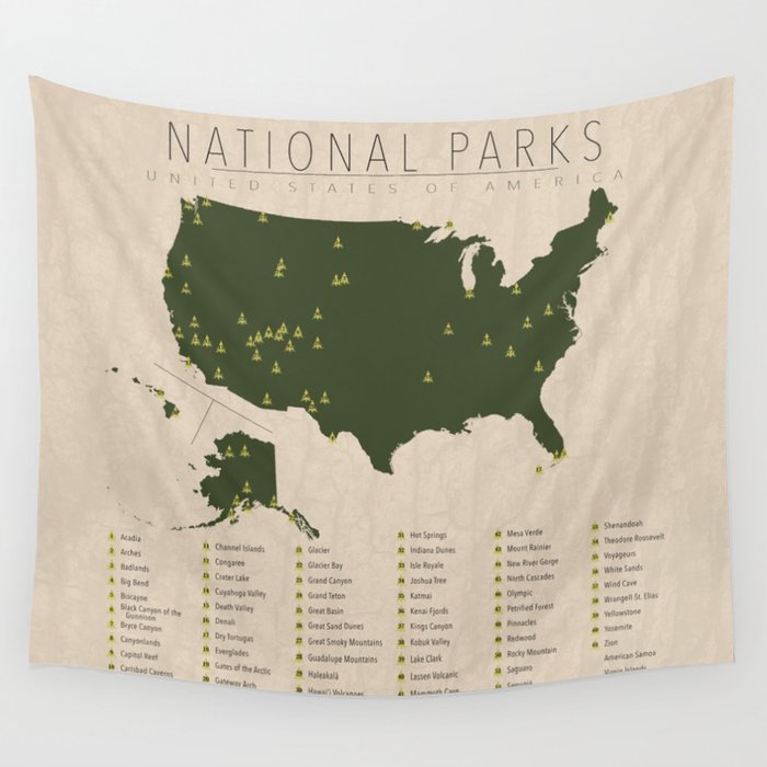 US National Parks Wall Tapestry Gallery Image 1