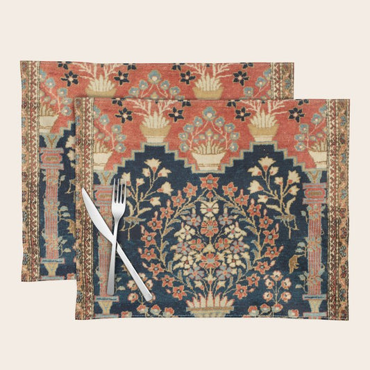 Kashan Poshti Antique Central Persian Rug Print Placemat Gallery Image 1