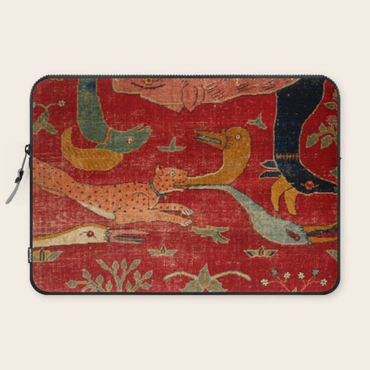 Animal Grotesques Mughal Carpet Fragment Digital Painting Laptop Sleeve Gallery Image 2