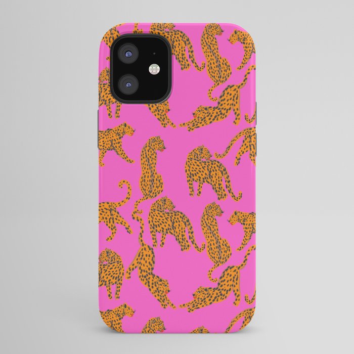 Abstract leopard with red lips illustration in fuchsia background iPhone Case Gallery Image 42