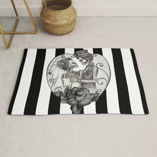 Striped Skeleton Love Couple Marriage Dance Rug Gallery Image 1