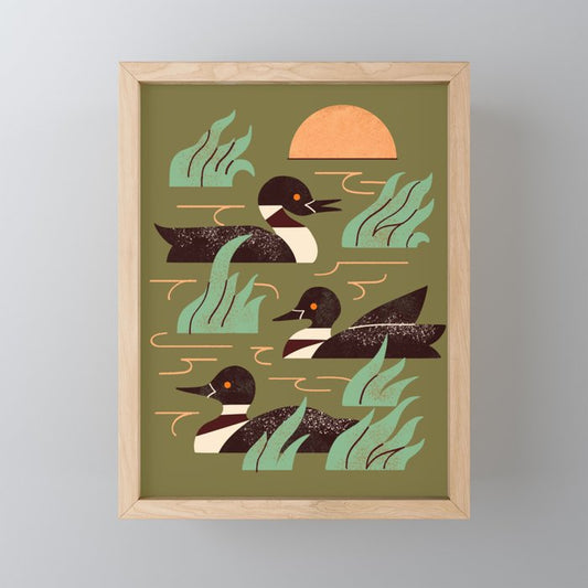 Loons At Dusk Mini Art Print Gallery Image 1
