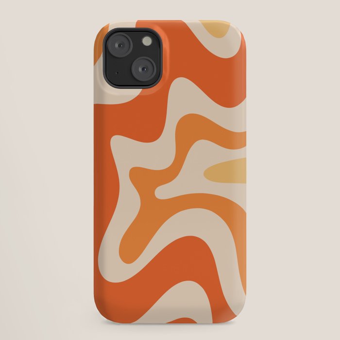 Retro Liquid Swirl Abstract Pattern Square Tangerine Orange Tones iPhone Case Gallery Image 18