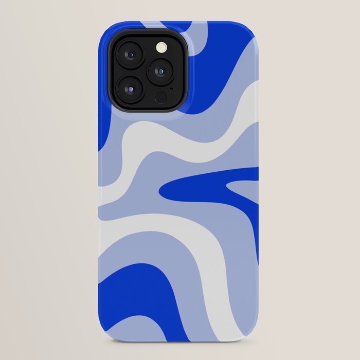 Retro Liquid Swirl Abstract Pattern Square in Royal Blue, Light Blue, and White iPhone Case Gallery Image 24