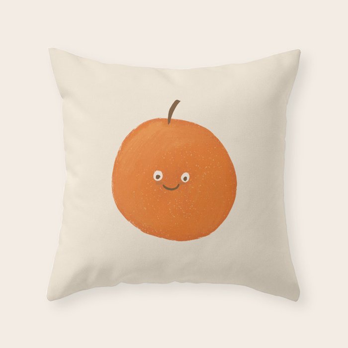 Kawaii Orange Throw Pillow Gallery Image 4