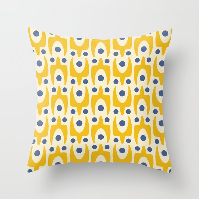 Mid Century Modern Abstract Pattern 641 Googie Yellow and Blue Throw Pillow Gallery Image 3