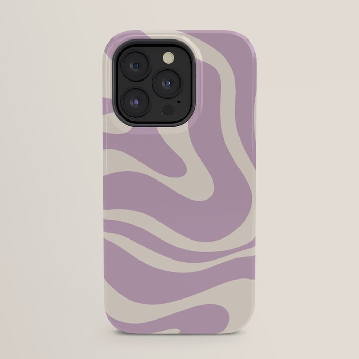 Modern Retro Liquid Swirl Abstract Pattern Square in Lavender Cream iPhone Case Gallery Image 23
