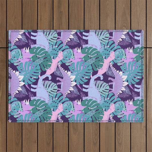 Jungle Dinosaur - Purple Outdoor Rug Gallery Image 1