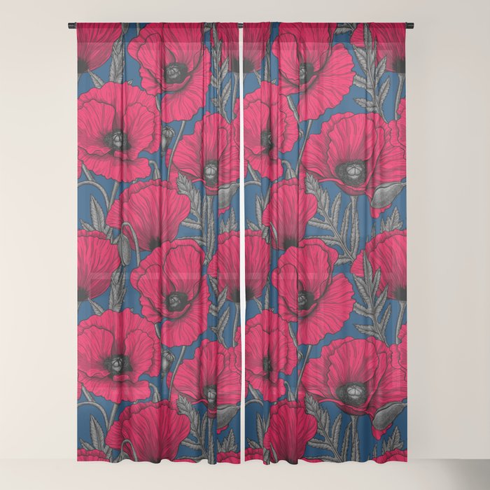 Night poppy garden Window Curtain Gallery Image 18