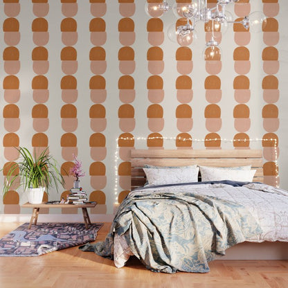 Terracotta Mid Century Modern Abstract Wallpaper Gallery Image 3