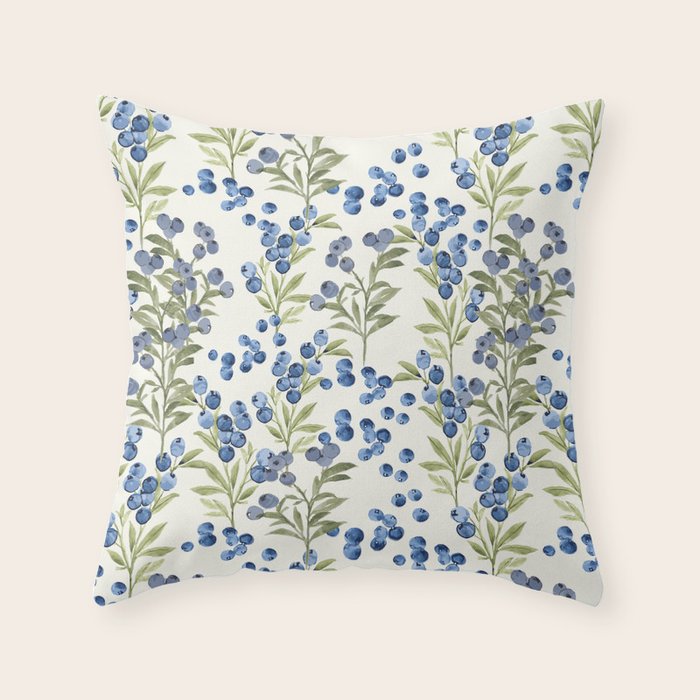 âWild Blueberryâ - Botanical Pattern Throw Pillow Gallery Image 4