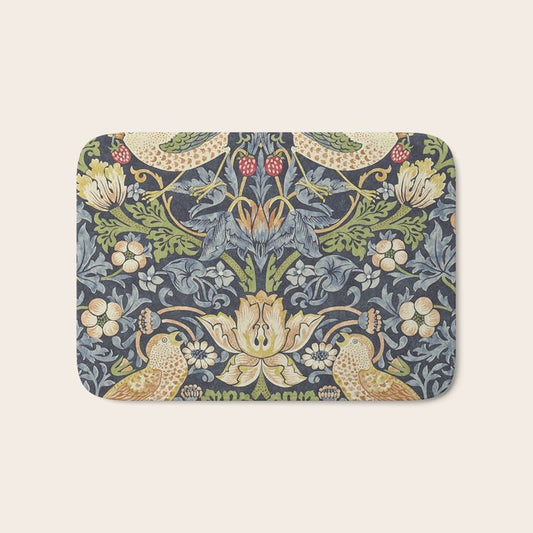 William Morris Vintage Strawberry Thief Blue Indigo Mineral Bath Mat Gallery Image 1