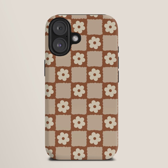 Retro Flower Checker in Brown iPhone Case Gallery Image 9