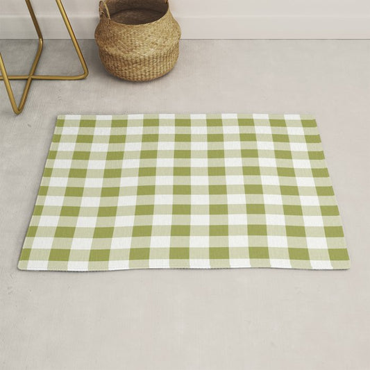 Gingham Large Green White Rug Gallery Image 1