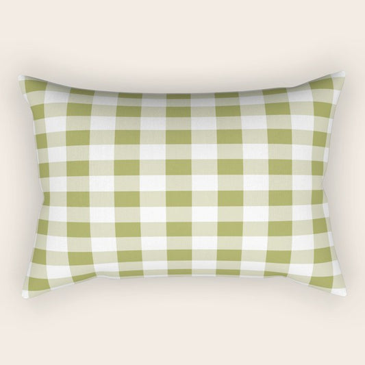 Gingham Large Green White Rectangular Pillow Gallery Image 2