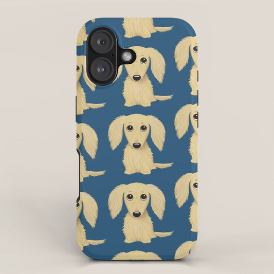 Longhaired Cream Dachshund Cartoon Dog iPhone Case Gallery Image 1