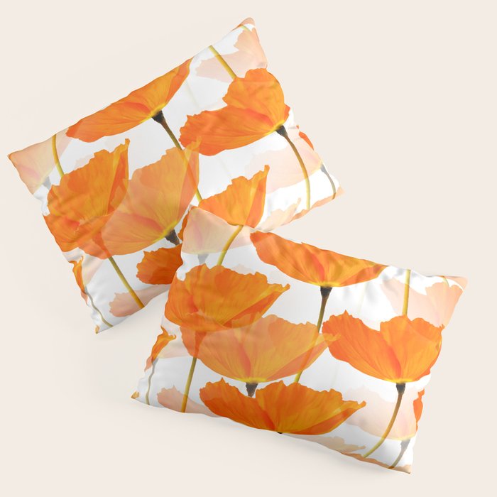 Orange Poppies On A White Background #decor #society6 #buyart Pillow Sham Gallery Image 1
