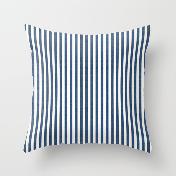 Pinstripe in Navy Blue Throw Pillow Gallery Image 4