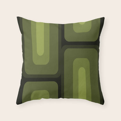 Mid Century Modern Long Rectangles Dark Olive Green Throw Pillow Gallery Image 5