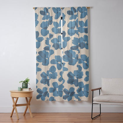 Deep Blue Flowers Window Curtain Gallery Image 13
