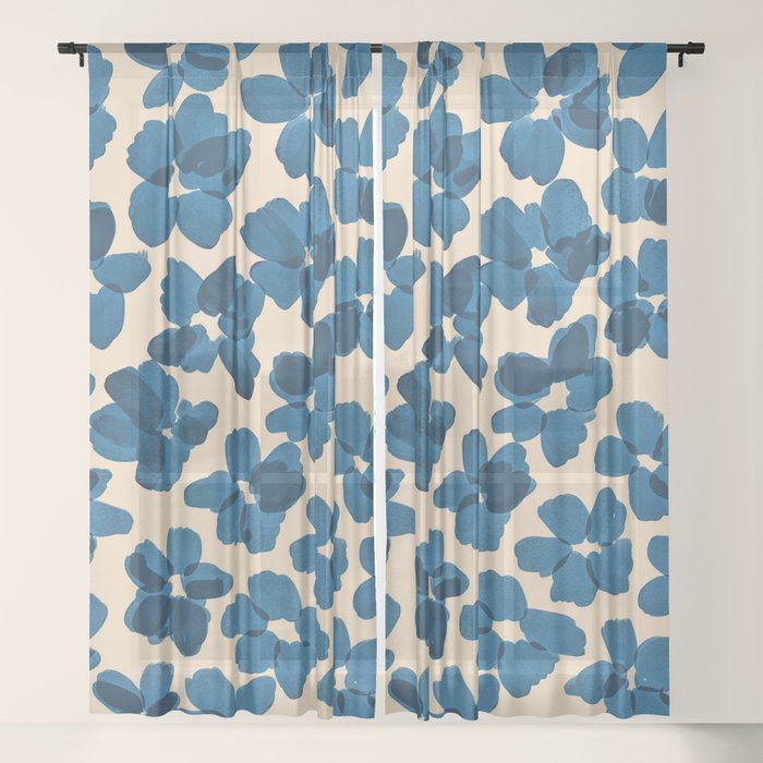 Deep Blue Flowers Window Curtain Gallery Image 17